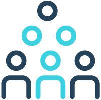 An icon showing multiple customers and clients